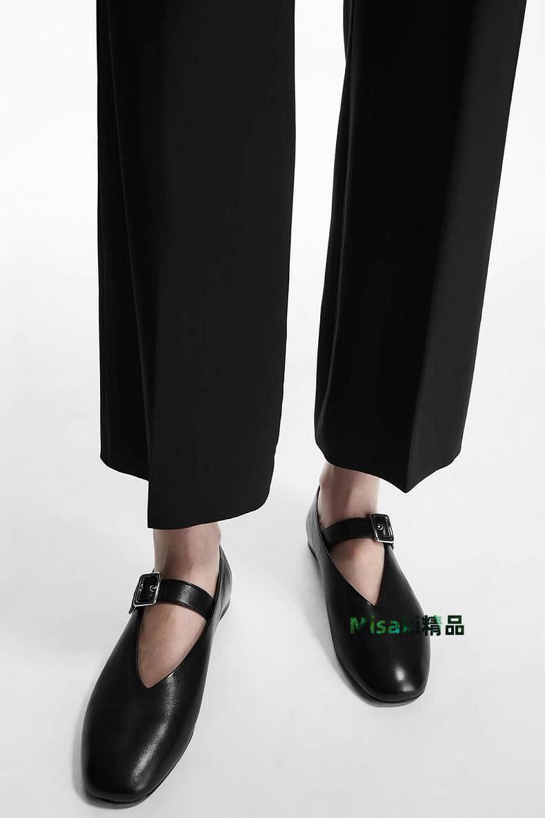Angela 新款羊皮平底鞋瑪麗珍鞋黑色小皮鞋新款(240520)-Misaki精品