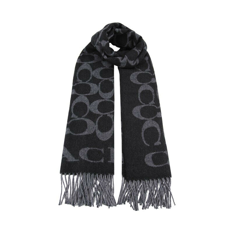 COACH 老花羊毛圍巾(紅/黑)