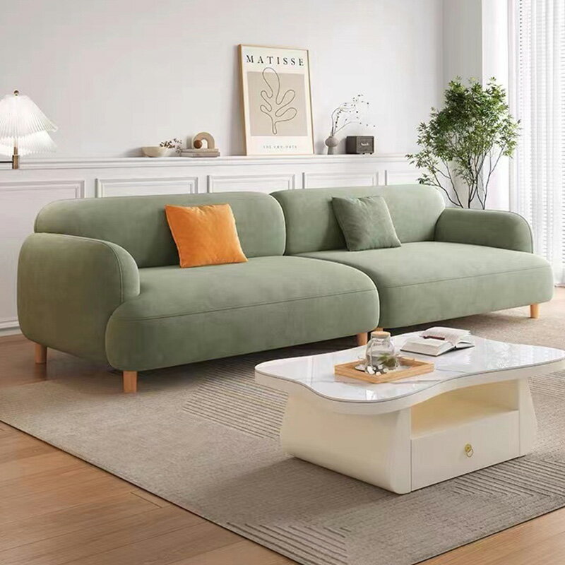 北歐奶油風沙發現代簡約小戶型沙發公寓客廳直排科技布羊羔絨沙發