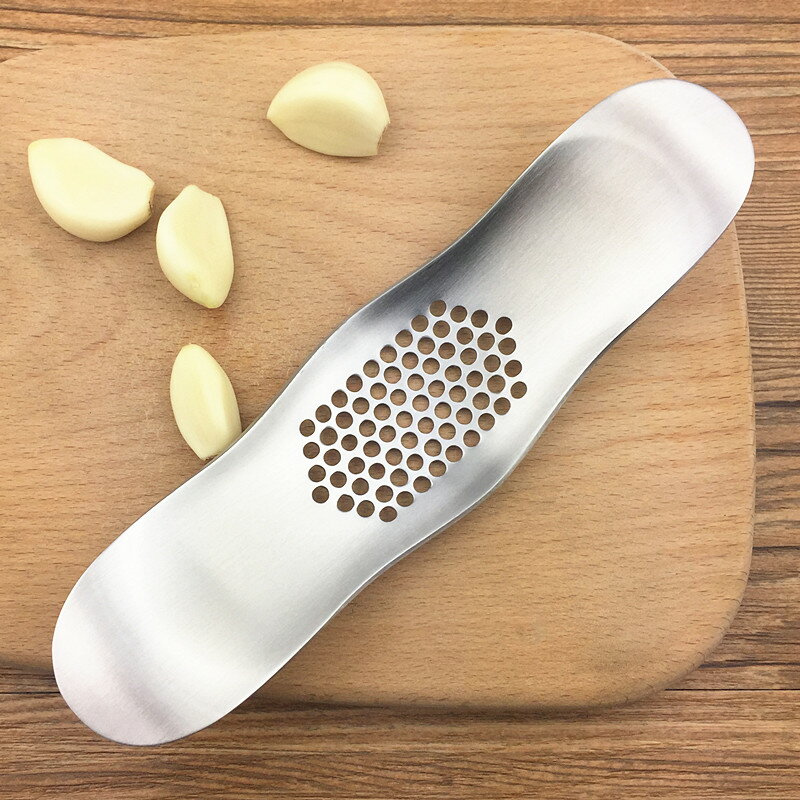 304不銹鋼蹺蹺板式壓蒜器 元寶形手動搗蒜泥創意船型擠擦蒜蓉工具1入
