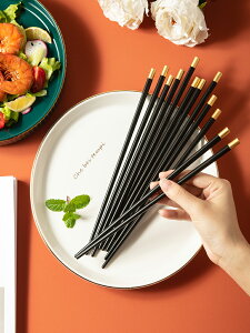 輕奢風陶瓷筷子家用防滑防霉耐高溫公筷北歐孔雀綠餐具十雙裝筷子
