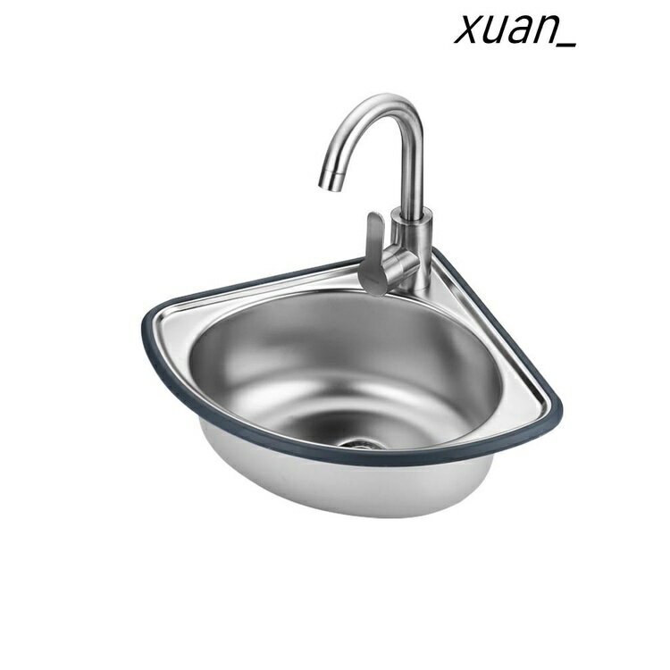 不鏽鋼水槽 洗手檯 流理臺 洗碗槽不銹鋼304水槽三角盆水池廚房洗菜盆單槽小洗碗槽家用簡易洗手盆