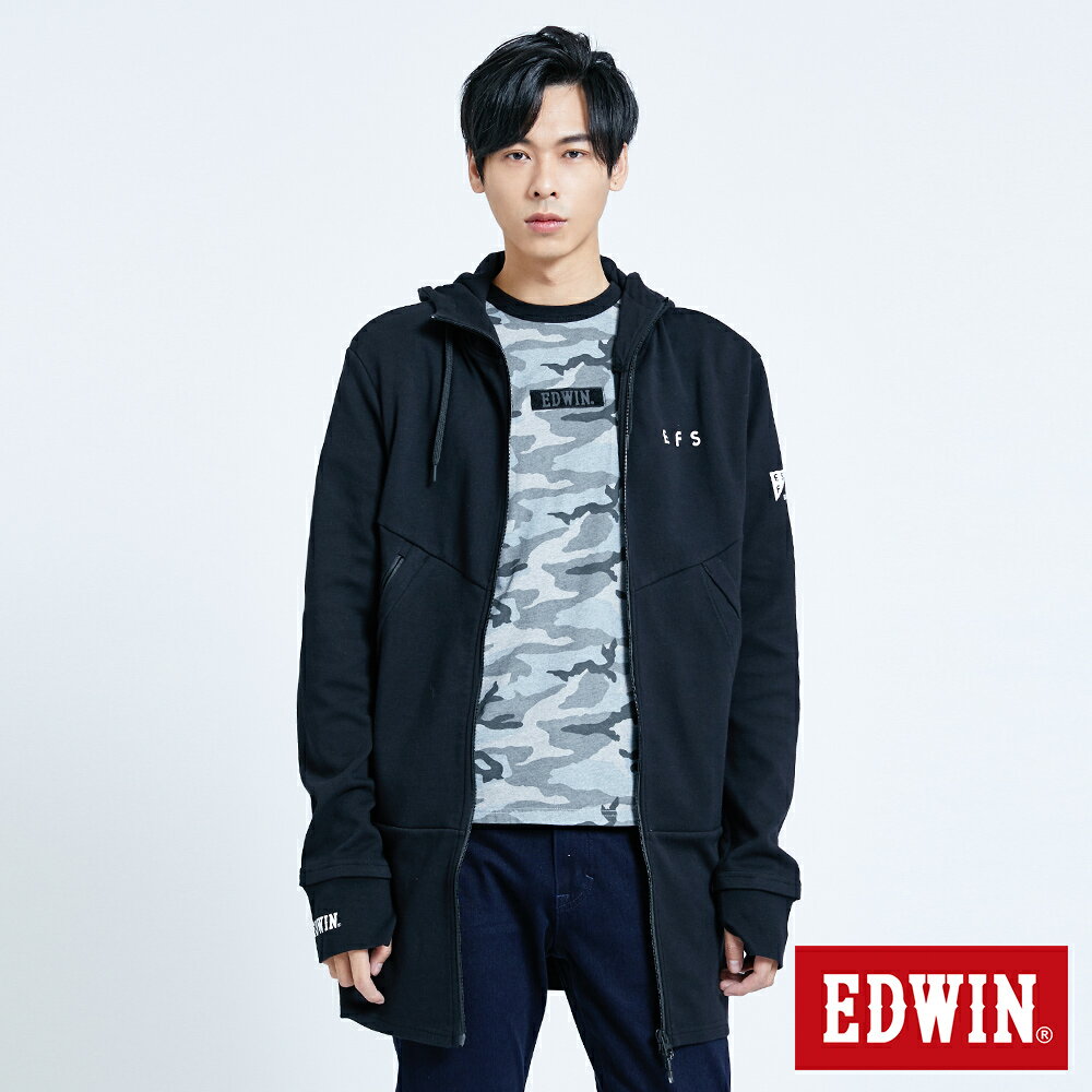 EDWIN 剪裁長版連帽外套