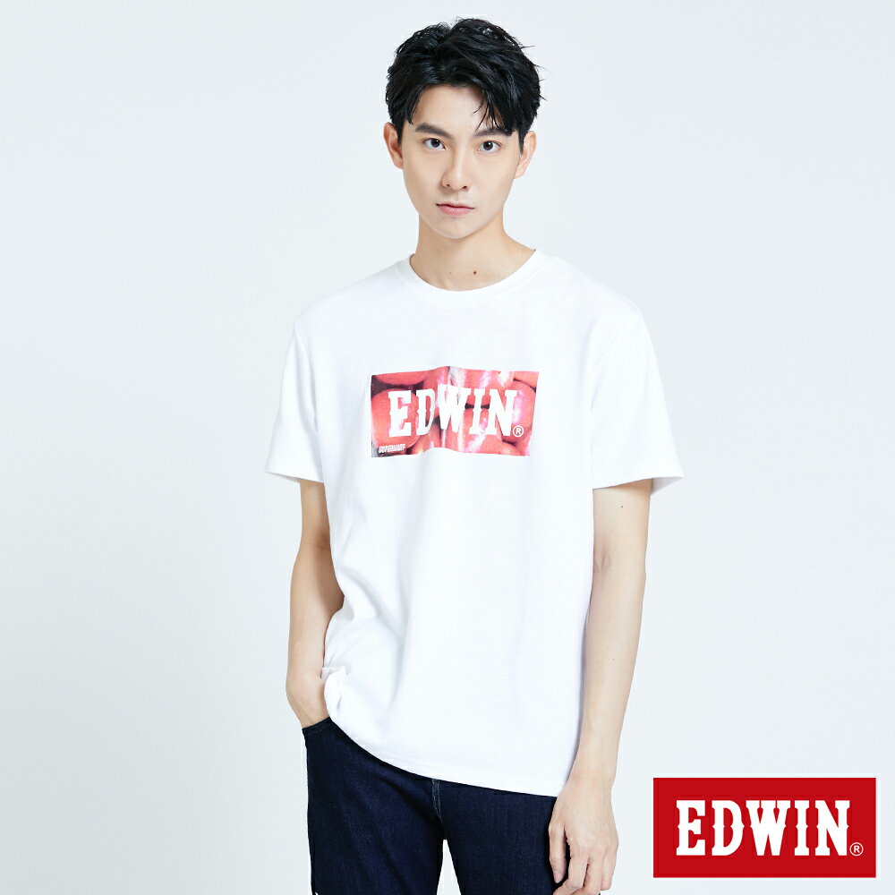 領券滿千再折 1 Edwin 超市清涼節能蘋果logo印花短袖t恤 男款白色 Edwin官方旗艦店 Rakuten樂天市場