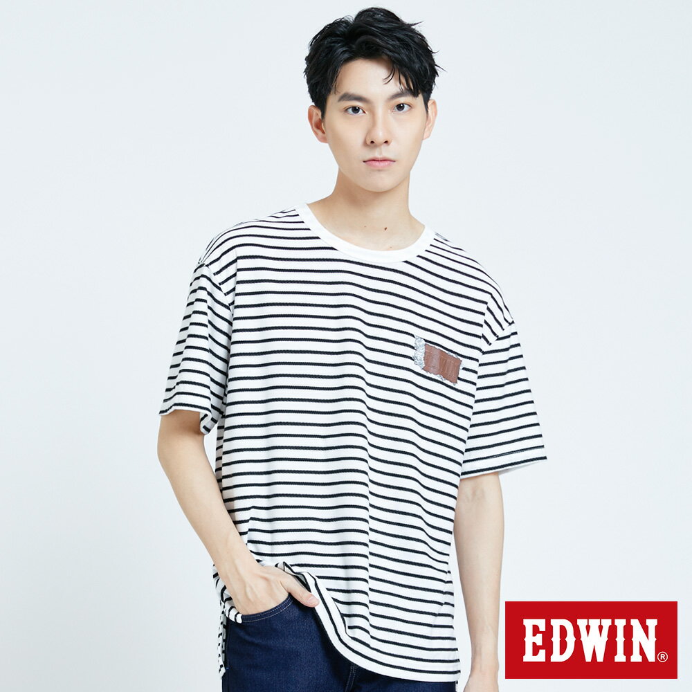 EDWIN 條紋巧克力寬版短T