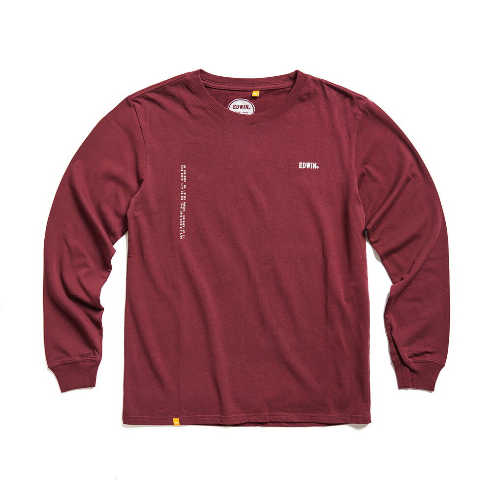 EDWIN 橘標 職人排版LOGO長袖T恤-男款 朱紅色 1