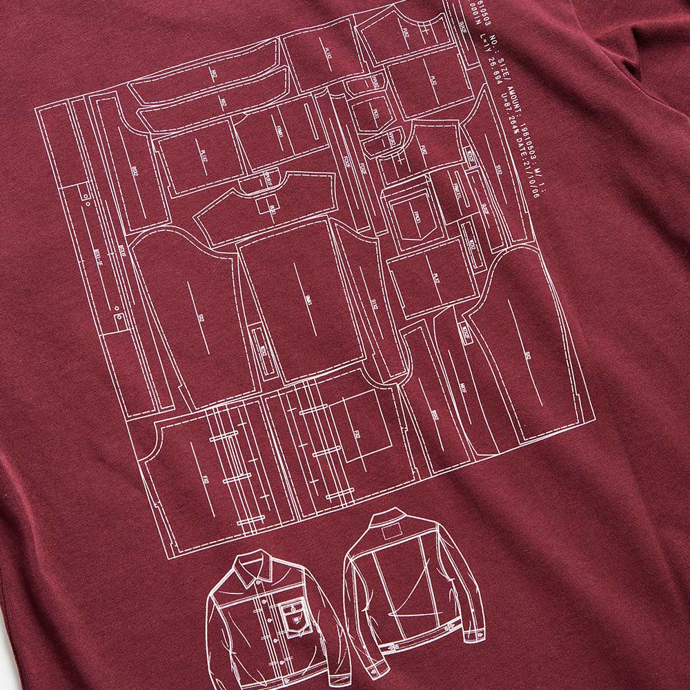 EDWIN 橘標 職人排版LOGO長袖T恤-男款 朱紅色 3