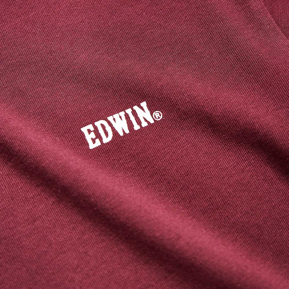 EDWIN 橘標 職人排版LOGO長袖T恤-男款 朱紅色 6