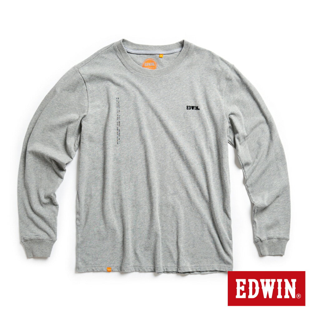 EDWIN 橘標 職人排版LOGO長袖T恤-男款 麻灰色