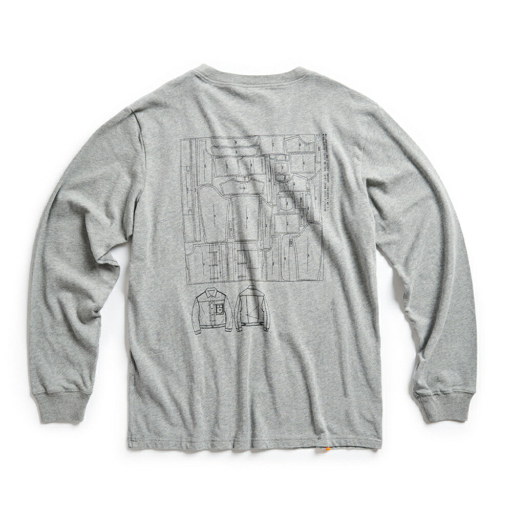 EDWIN 橘標 職人排版LOGO長袖T恤-男款 麻灰色 2