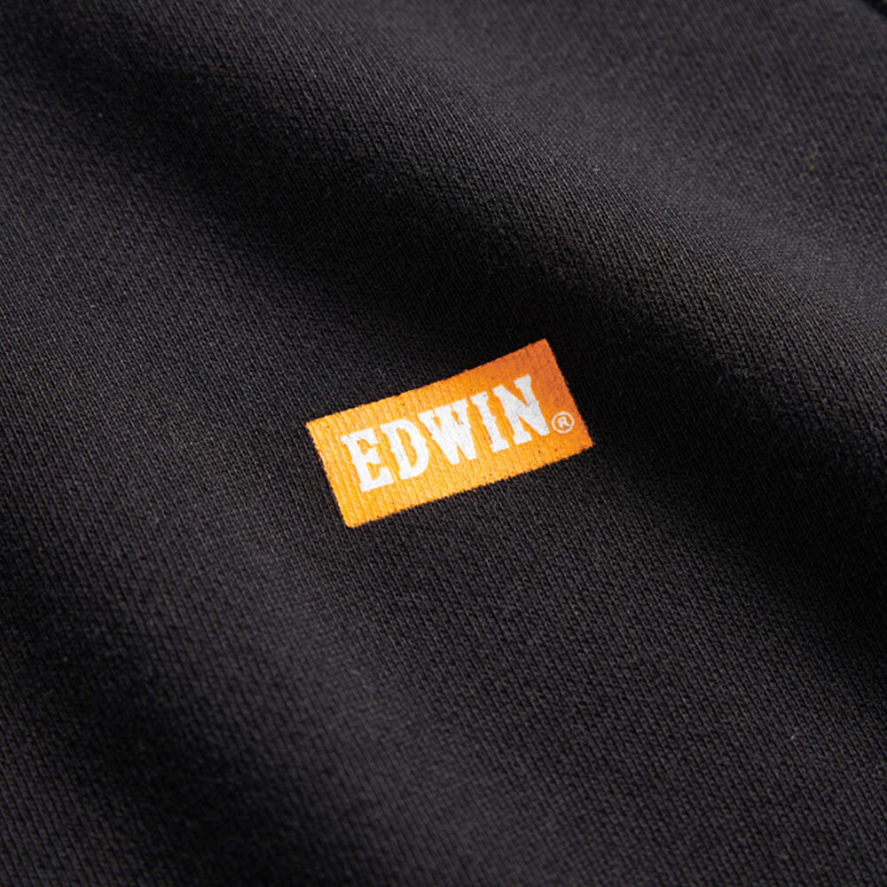 EDWIN 橘標 拉鍊小口袋厚長袖T恤-男款 黑色 3