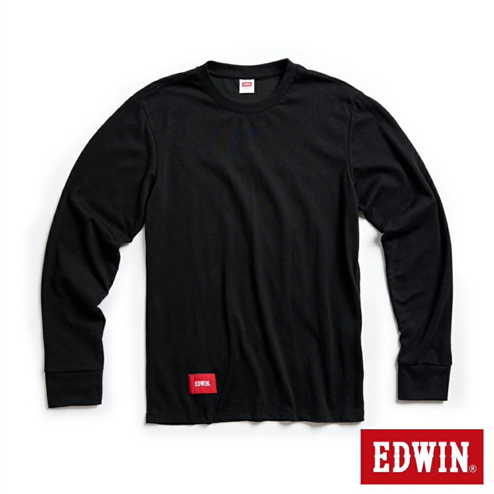 EDWIN 石墨烯 發熱 保暖衣長袖T恤-男款 黑色