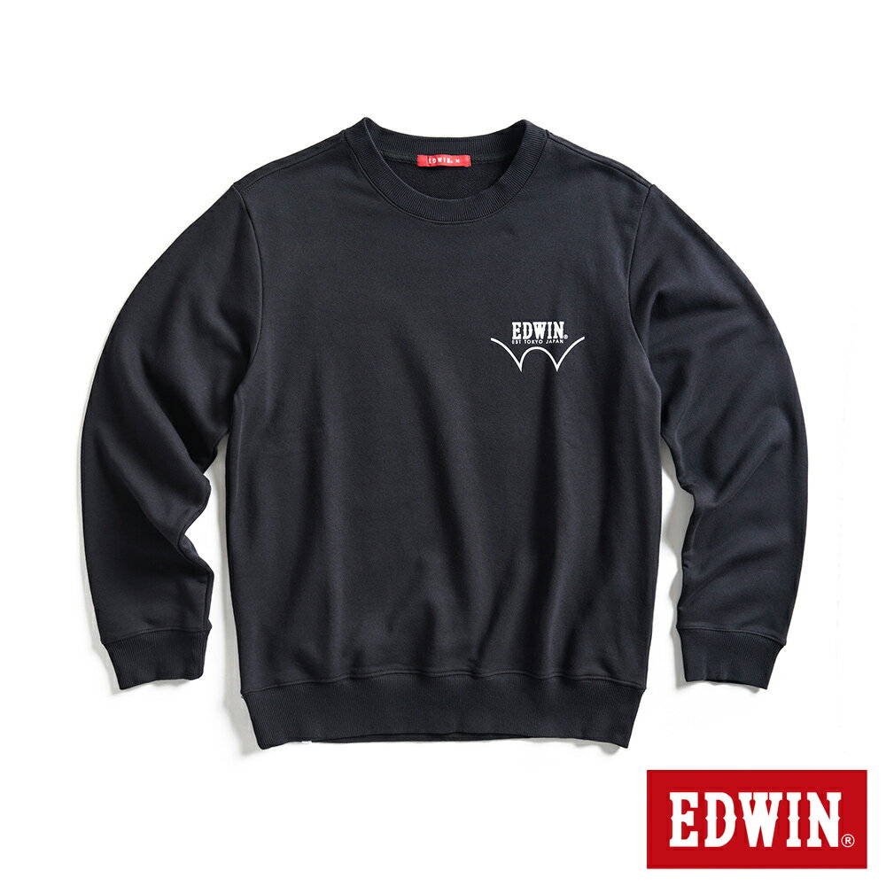 EDWIN 男款 袋花LOGO厚長袖T恤 (黑色)