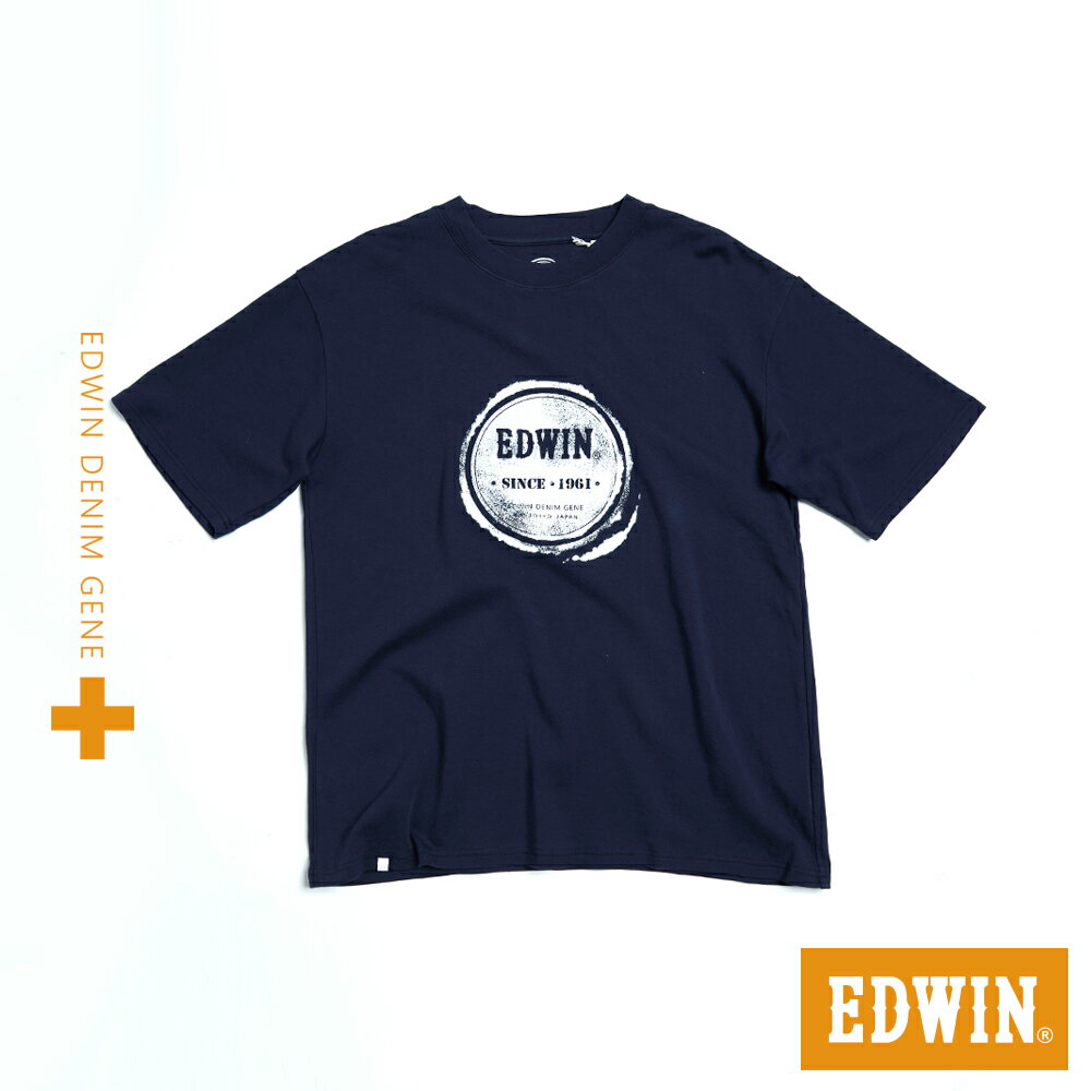 EDWIN 男款 橘標 圓形LOGO短袖T恤 (丈青色)