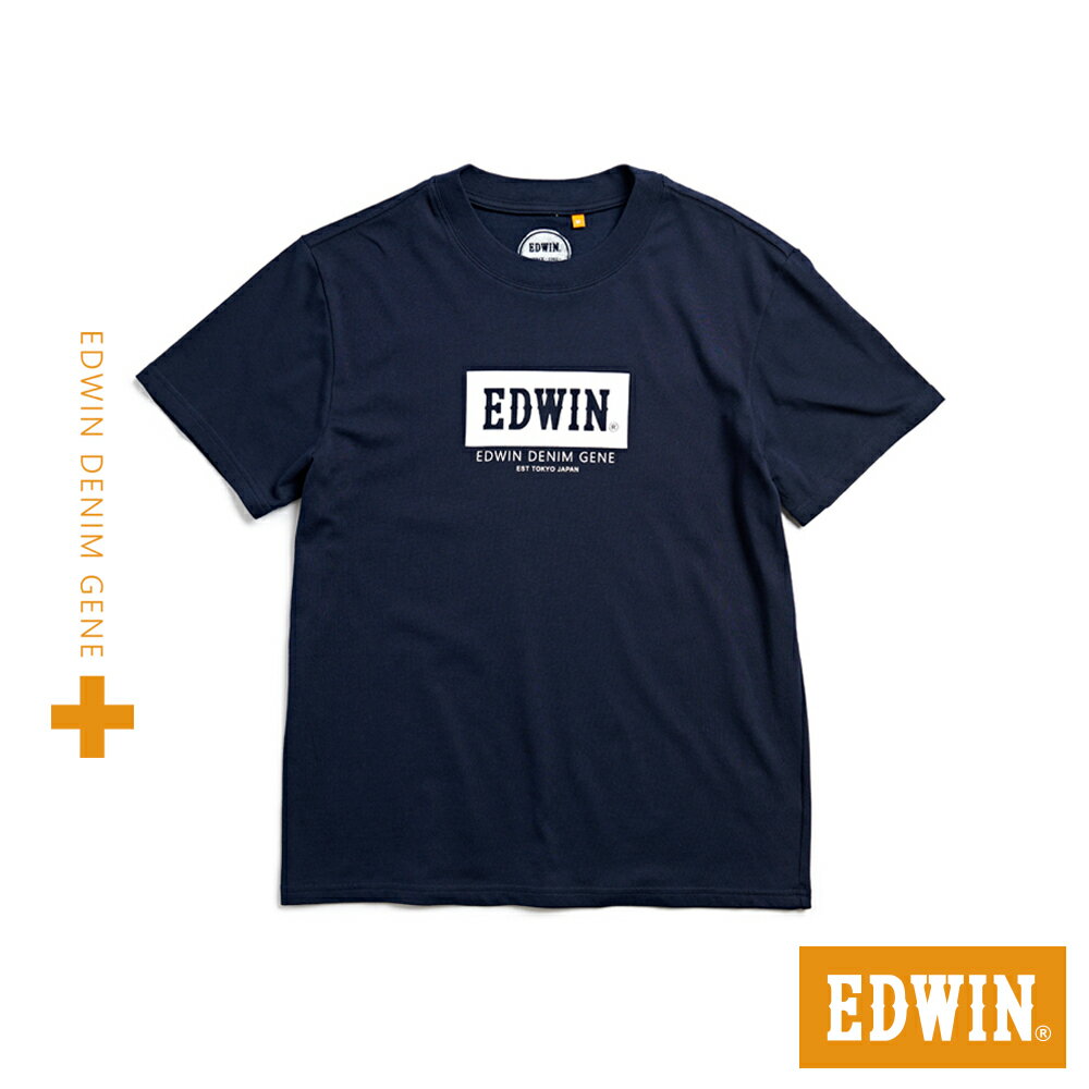 EDWIN 男款 橘標 印花LOGO短袖T恤 (丈青色)