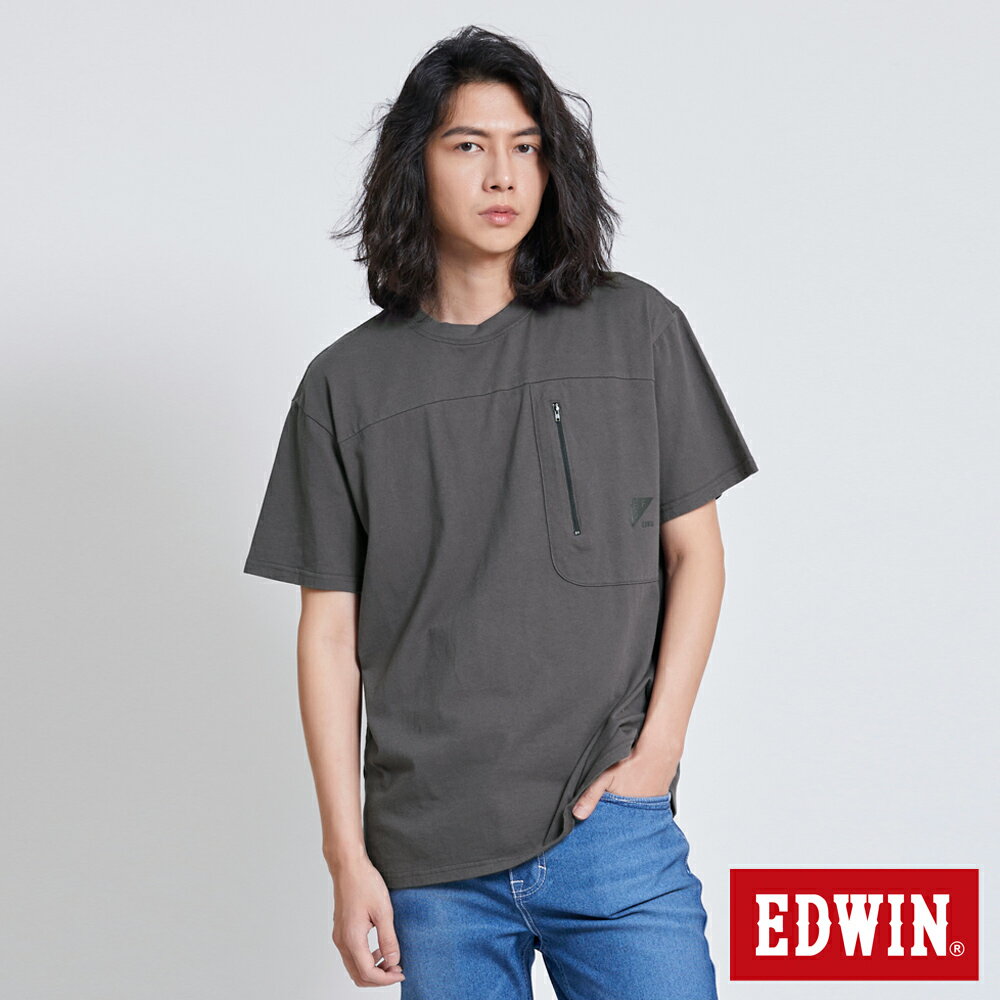 EDWIN EFS 冰河玉機能剪接速乾短袖T恤-男款 灰色 #丹寧服飾特惠