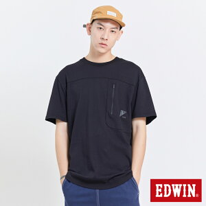 EDWIN EFS 冰河玉機能剪接速乾短袖T恤-男款 黑色 #夏日沁涼衣著