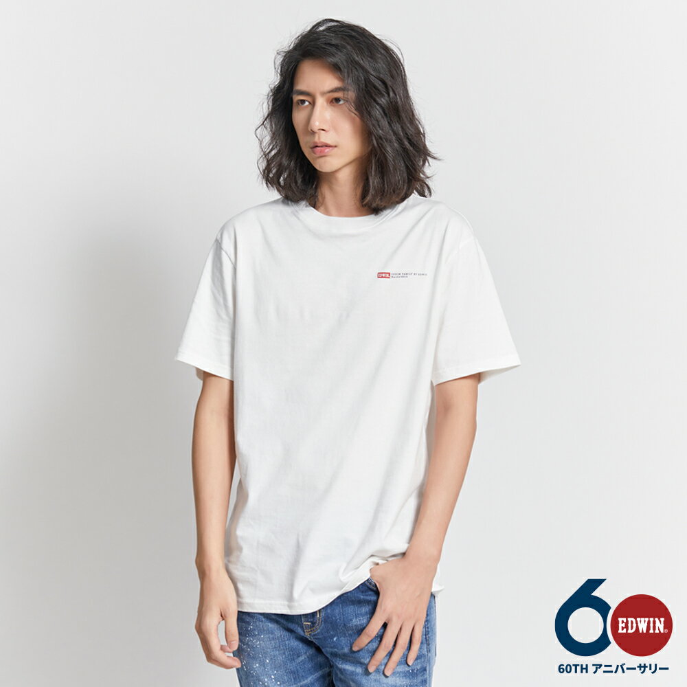 特降品↘EDWIN 60週年限定 BOXLOGO短袖T恤-男款 白色 #滿2件享折扣