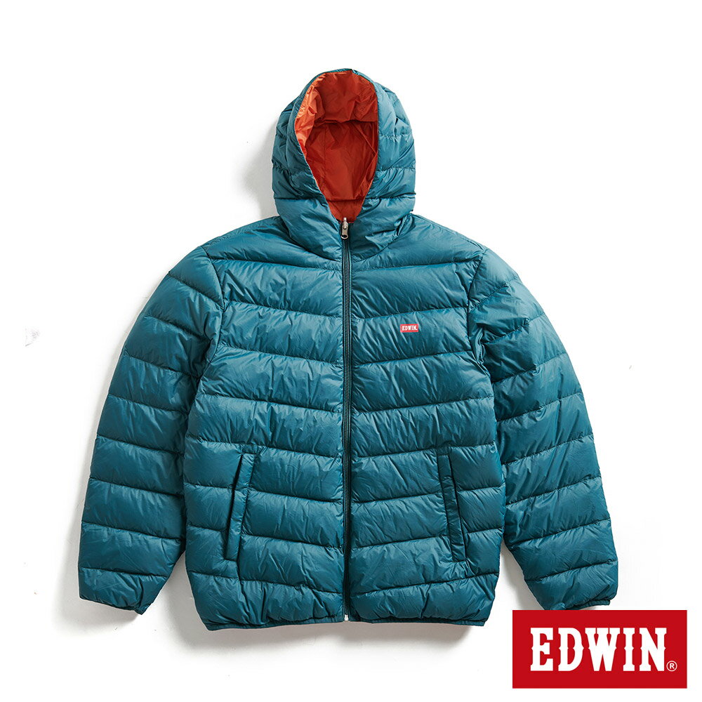 EDWIN 男款 超輕量雙面穿連帽羽絨外套 (墨綠色)