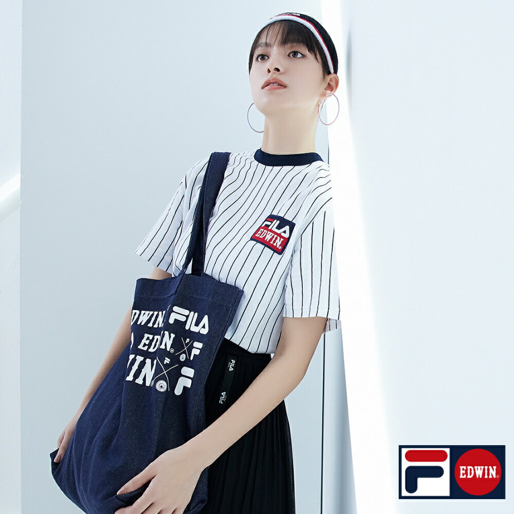 EDWIN x FILA 聯名系列 經典主義丹寧托特包  原藍磨 2