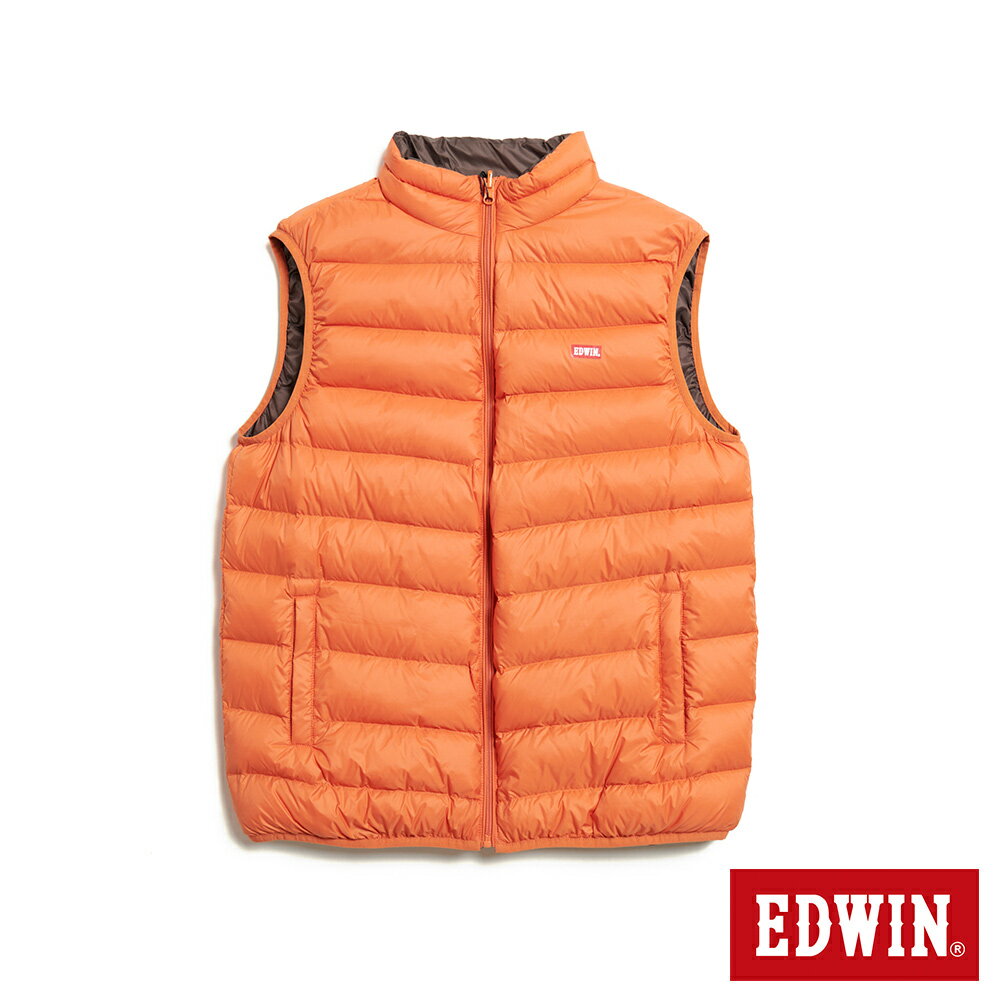 EDWIN 男款 超輕量可收納雙面穿羽絨背心 (桔色)