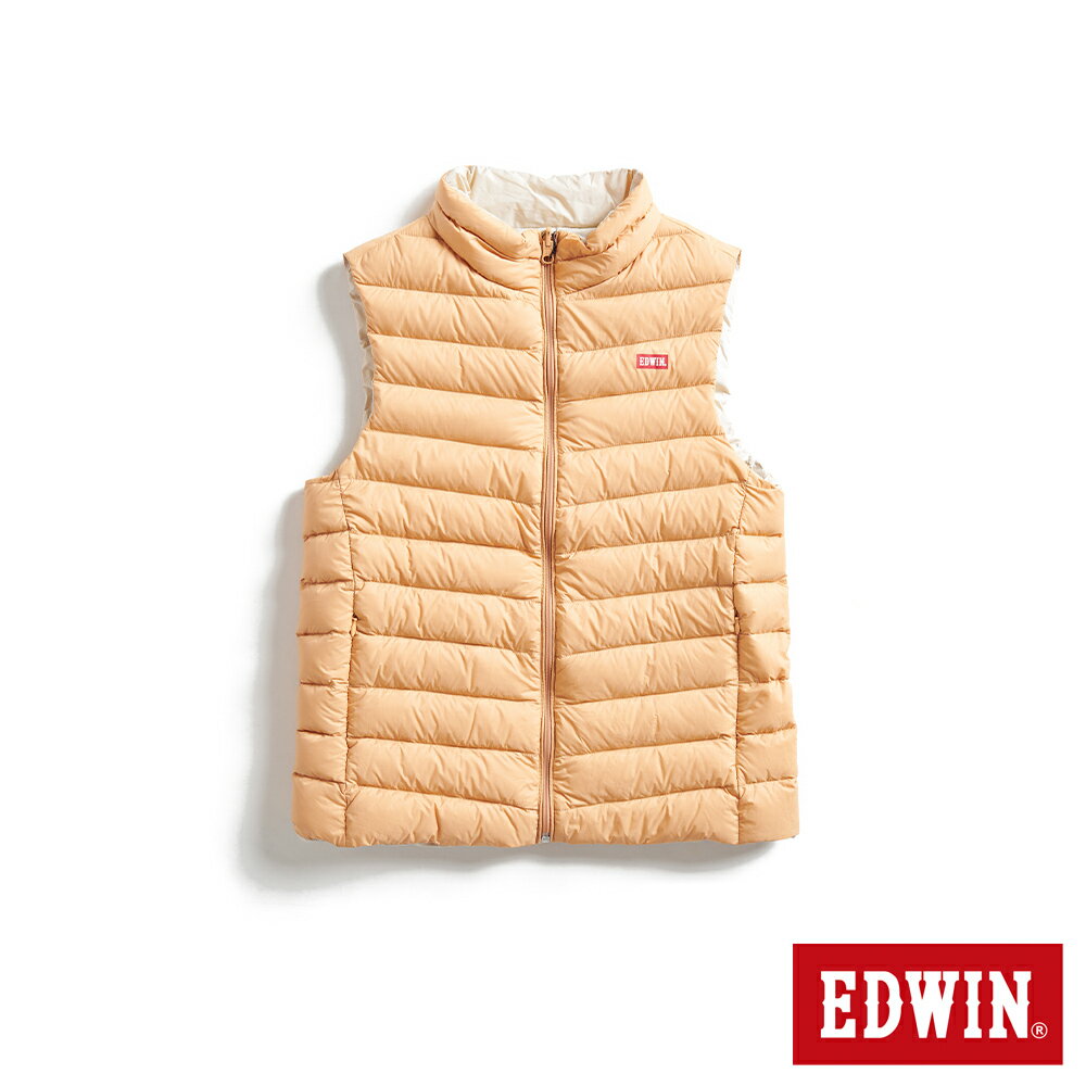 EDWIN 女款 超輕量可收納雙面穿羽絨背心 (淡桔色)