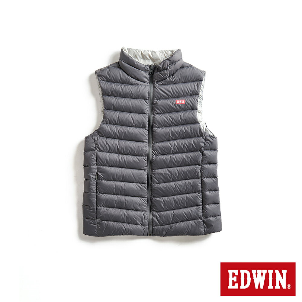 EDWIN 女款 超輕量可收納雙面穿羽絨背心 (暗灰色)