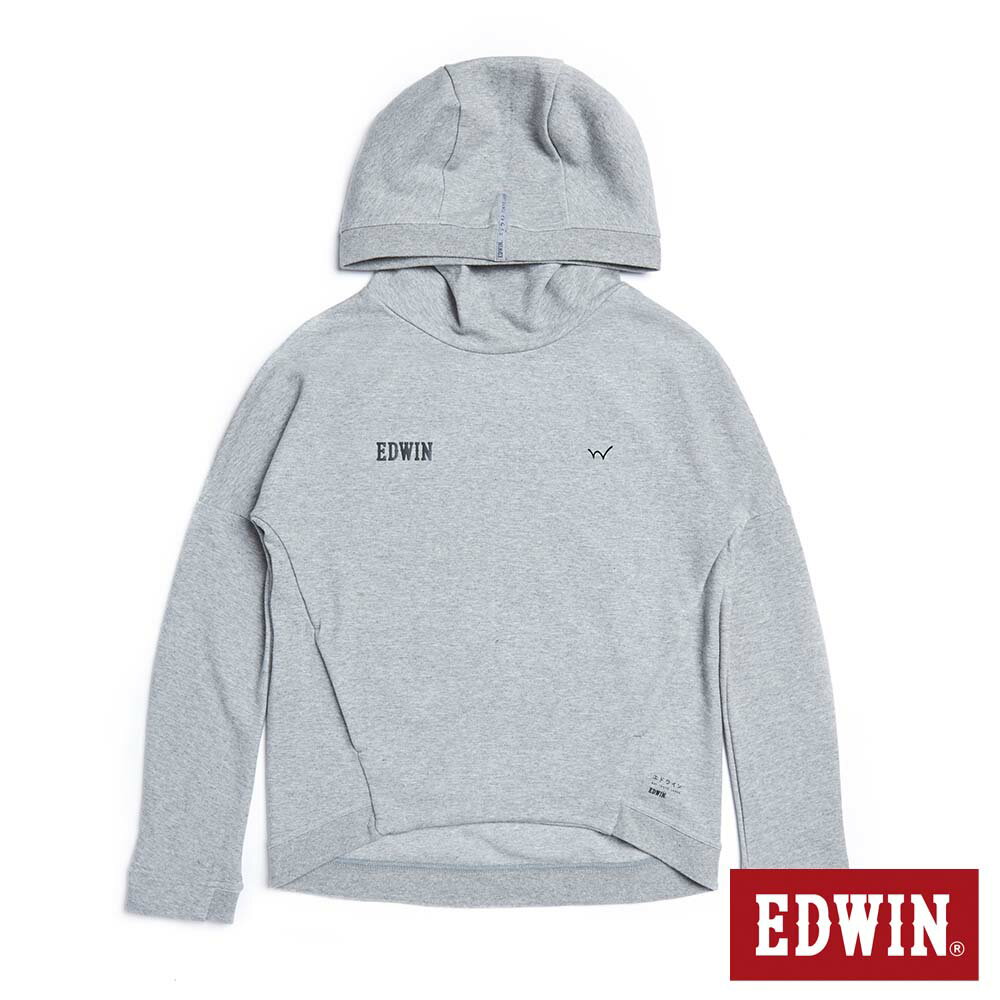 EDWIN 女款 機能高領連帽T恤 (麻灰色)