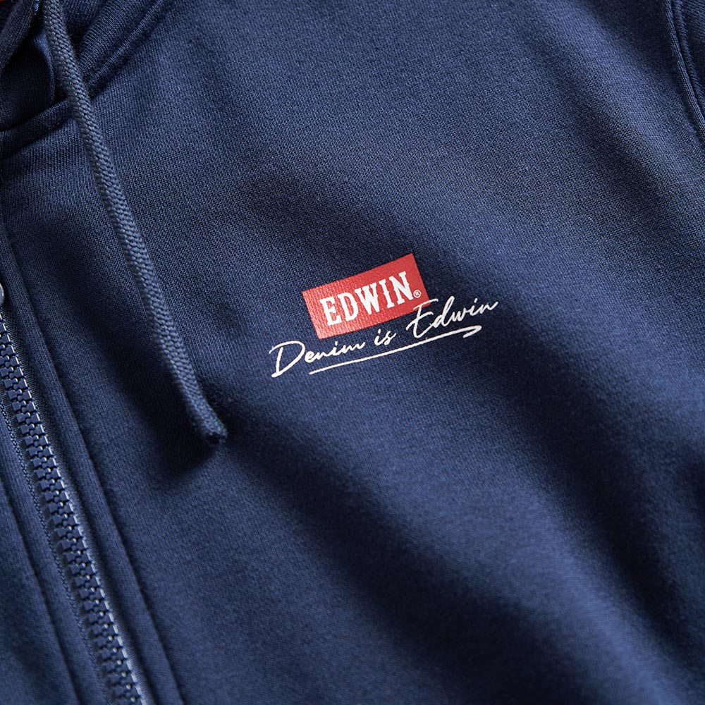 EDWIN 男款 率性風格LOGO連帽拉T外套(丈青色) 3