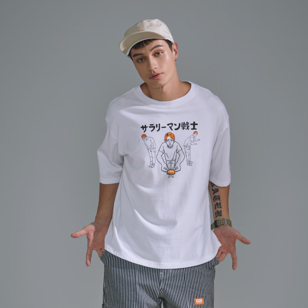 EDWIN 橘標LOGO上班族戰士短袖T恤-男款 白色 #503生日慶