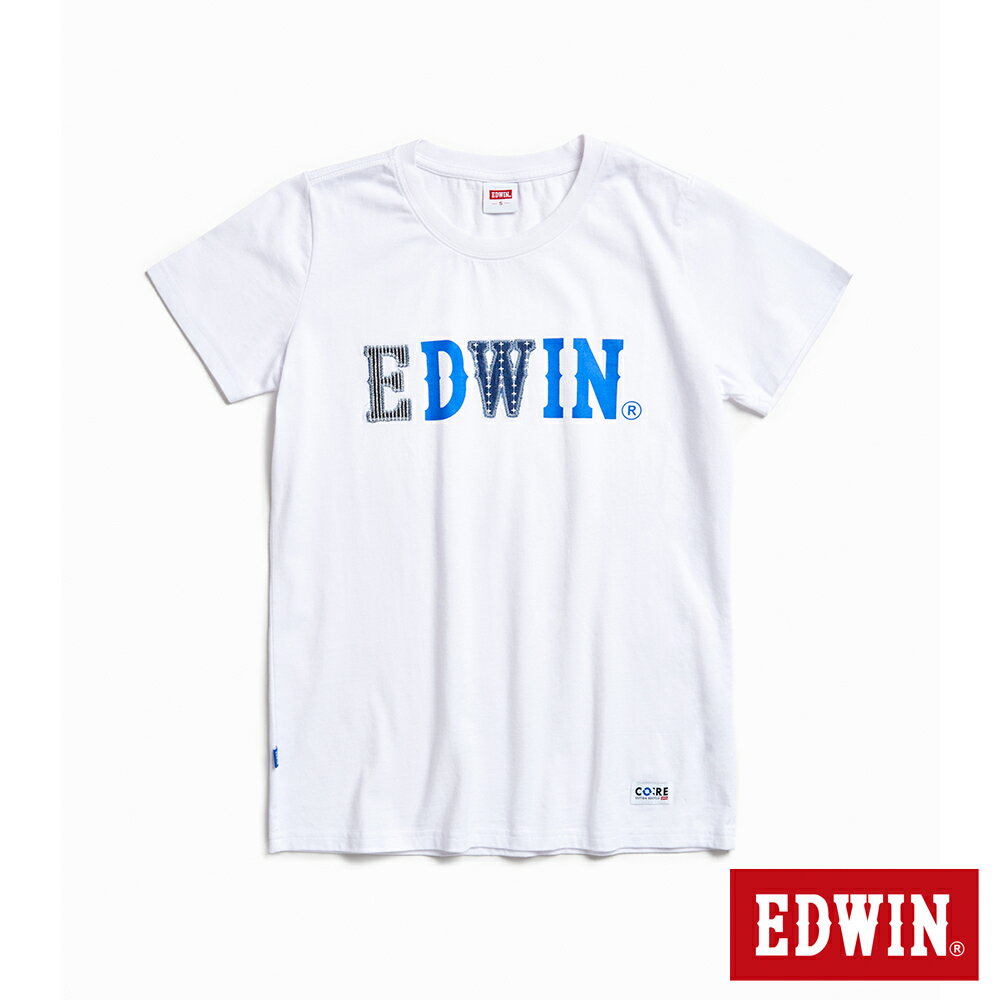 EDWIN 女款 再生系列 CORE 回收布LOGO短袖T恤 (白色)