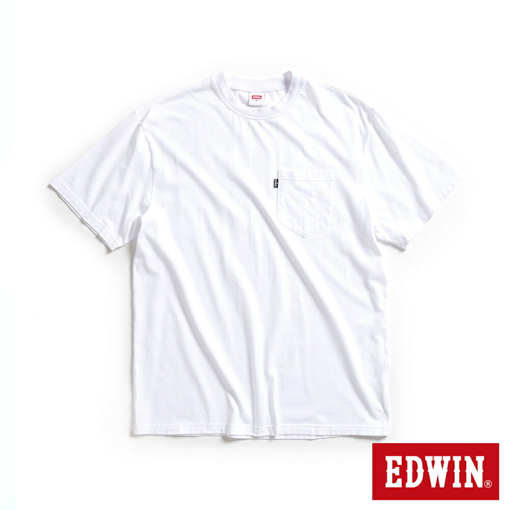 EDWIN EDGE口袋短袖T恤-男款 白色 #滿2件享折扣
