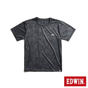 EDWIN 迷彩涼感圓領短袖T恤-男款 黑灰色