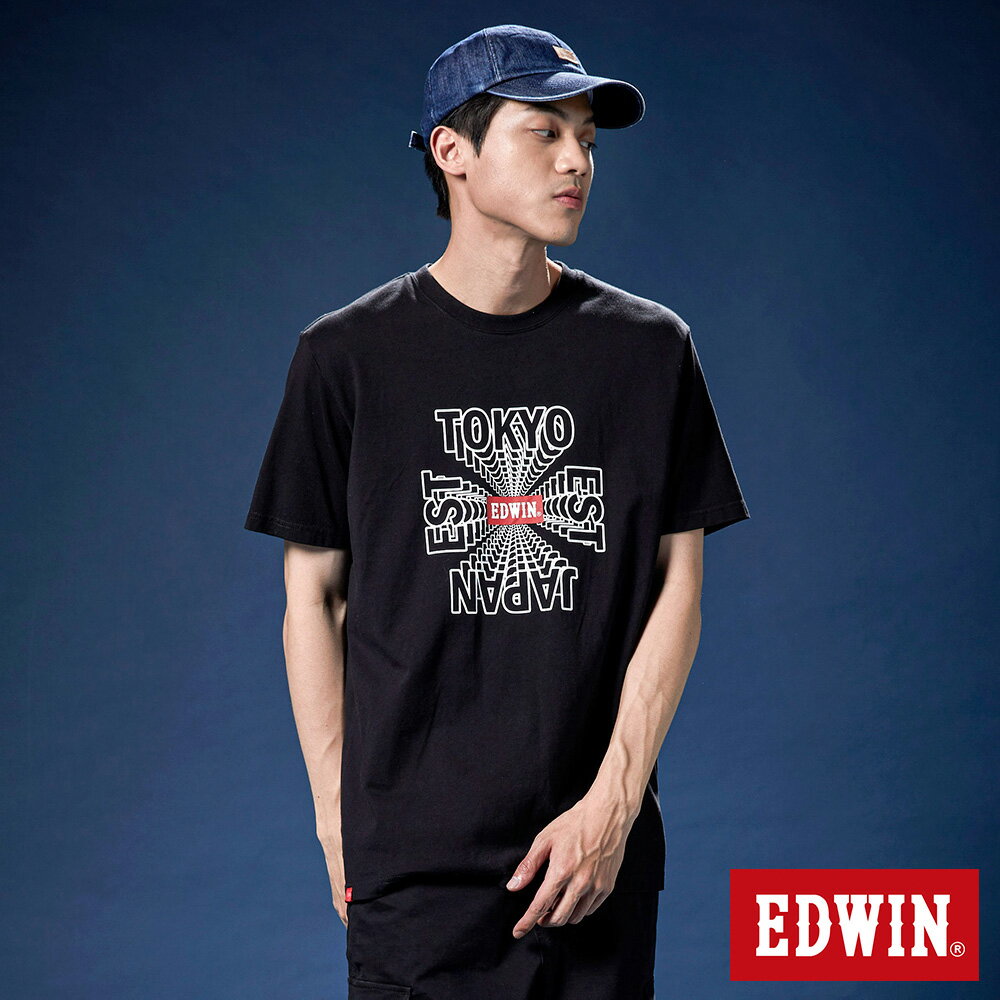 EDWIN 男女款 立體TOKYO LOGO短袖T恤 (黑色)