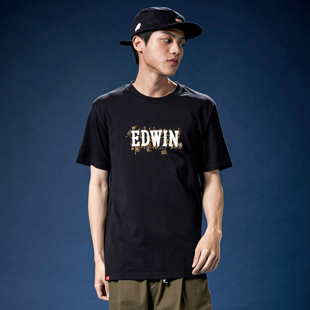 EDWIN 男女款 晶片LOGO短袖T恤 (黑色) 1