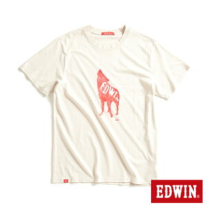 網路獨家款↘EDWIN 狼嚎EDWIN短袖T恤-男女款 淺卡其