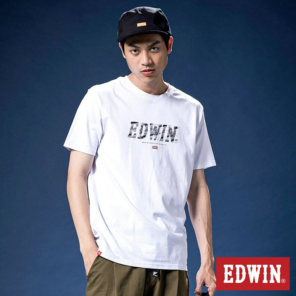 網路獨家款↘EDWIN EDWIN影子短袖T恤-男女款 白色 #滿2件享折扣