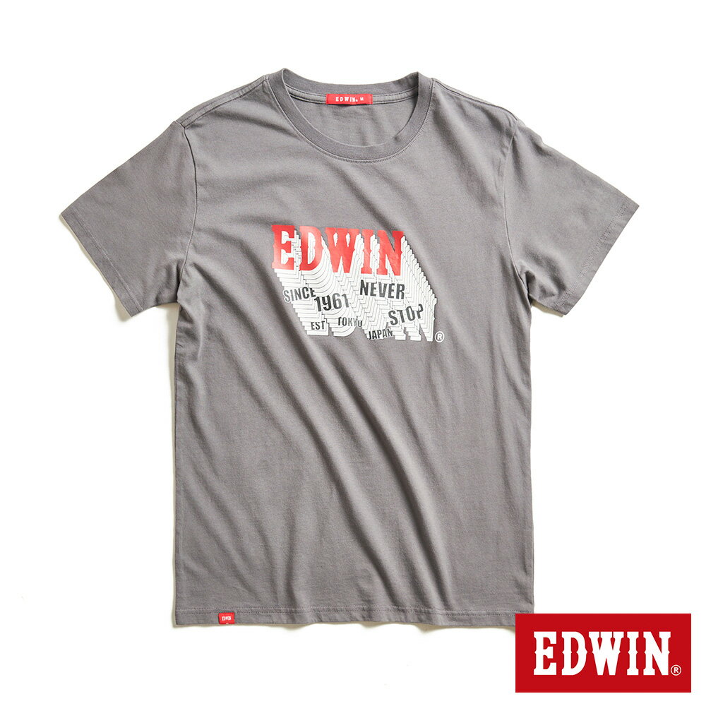 網路獨家款↘ EDWIN 3D-LOGO短袖T恤-男女款 暗灰色 #丹寧服飾特惠