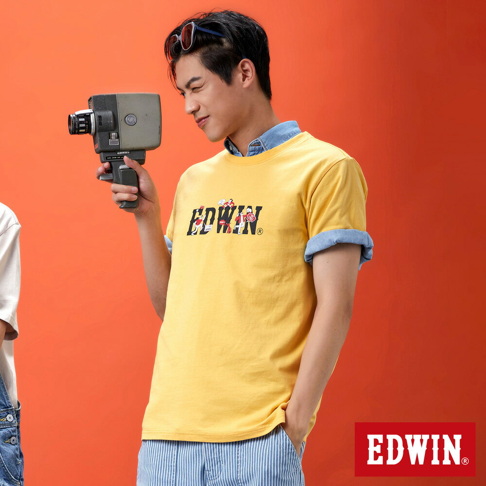 EDWIN 男女款 插畫LOGO短袖T恤 (銘黃色)