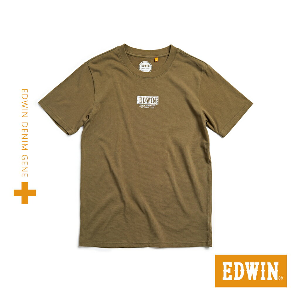 EDWIN 男款 橘標 職人手繪LOGO短袖T恤 (橄欖綠)
