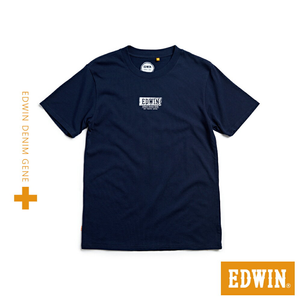 EDWIN 男款 橘標 職人手繪LOGO短袖T恤 (丈青色)