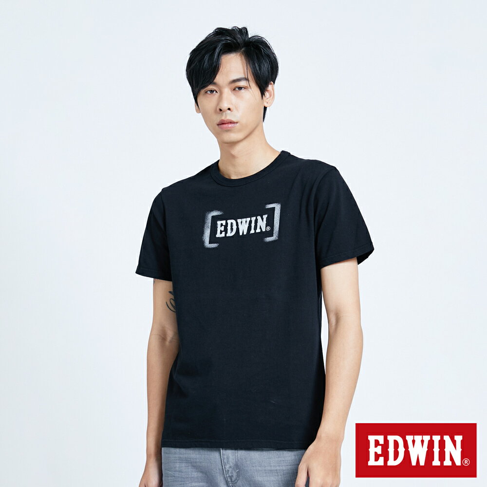 EDWIN 男款 噴漆LOGO短袖T恤 (黑色)
