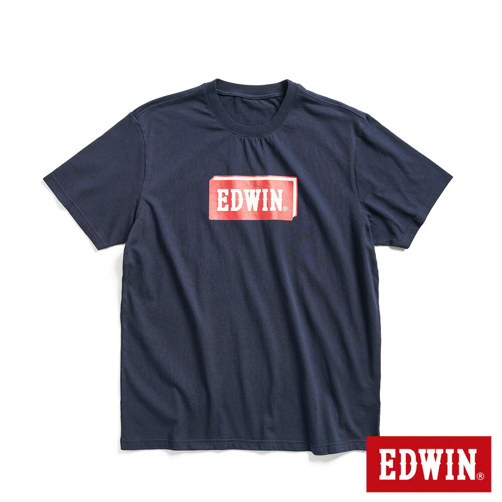 EDWIN 男款 精裝書本LOGO短袖T恤 (丈青色)