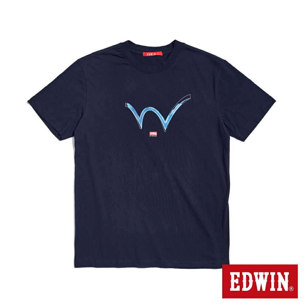 EDWIN 男款 顏料W LOGO短袖T恤 (丈青色)