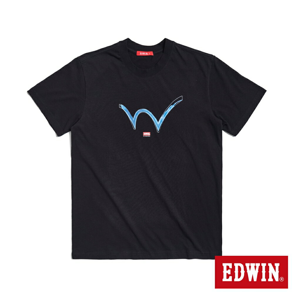 EDWIN 男款 顏料W LOGO短袖T恤 (黑色)