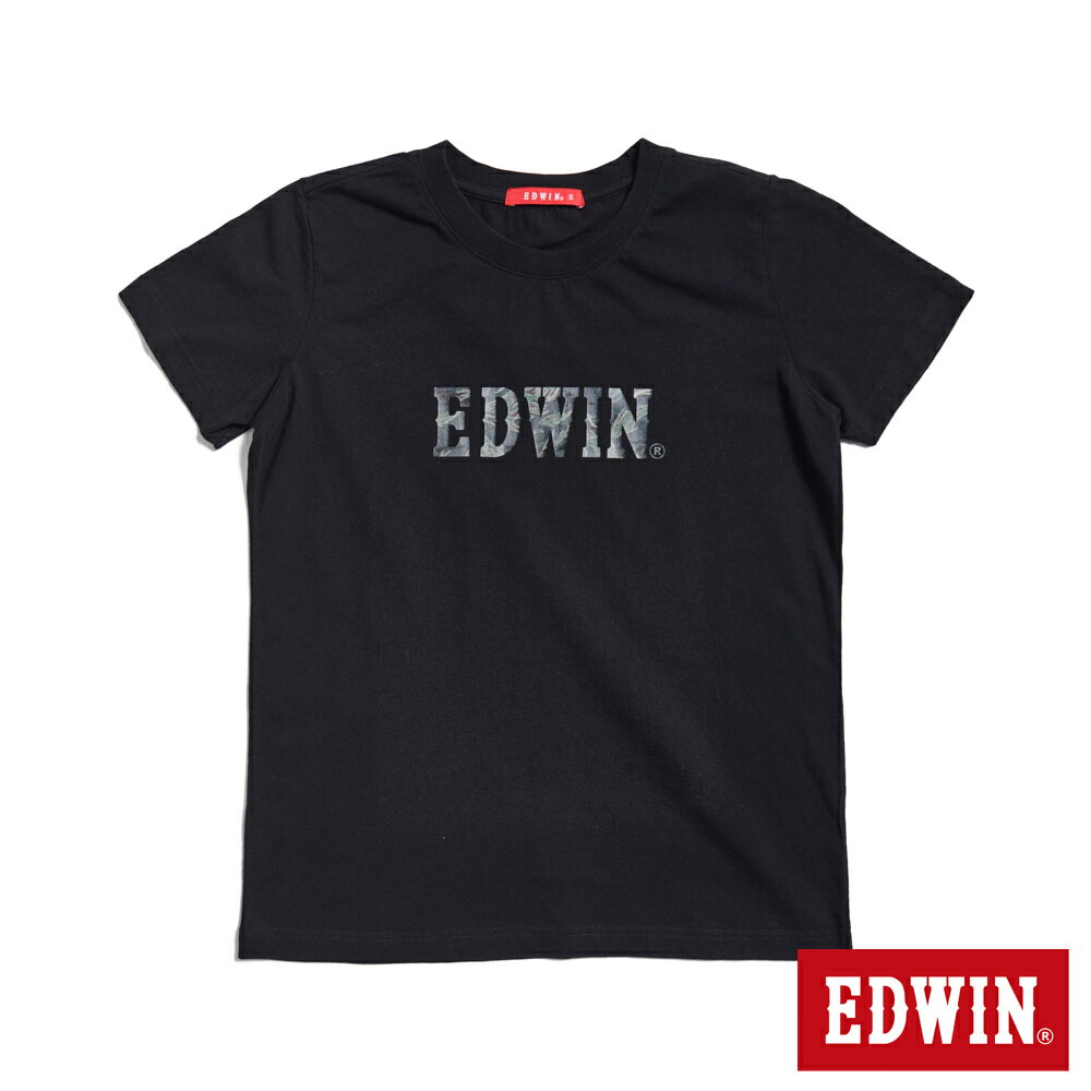 EDWIN 女款 迷彩魚LOGO短袖T恤 (黑色)