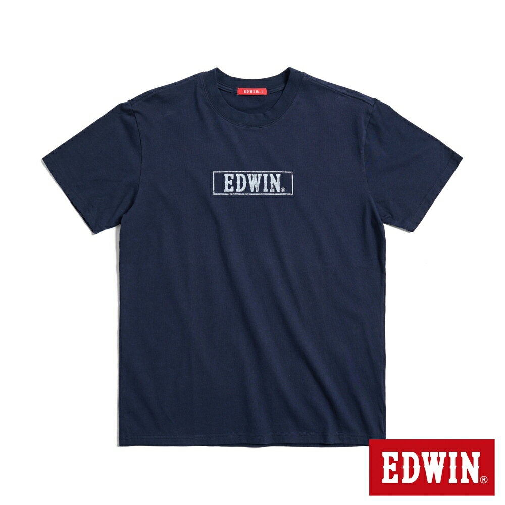 EDWIN 男款 反面印花LOGO短袖T恤 (丈青色)