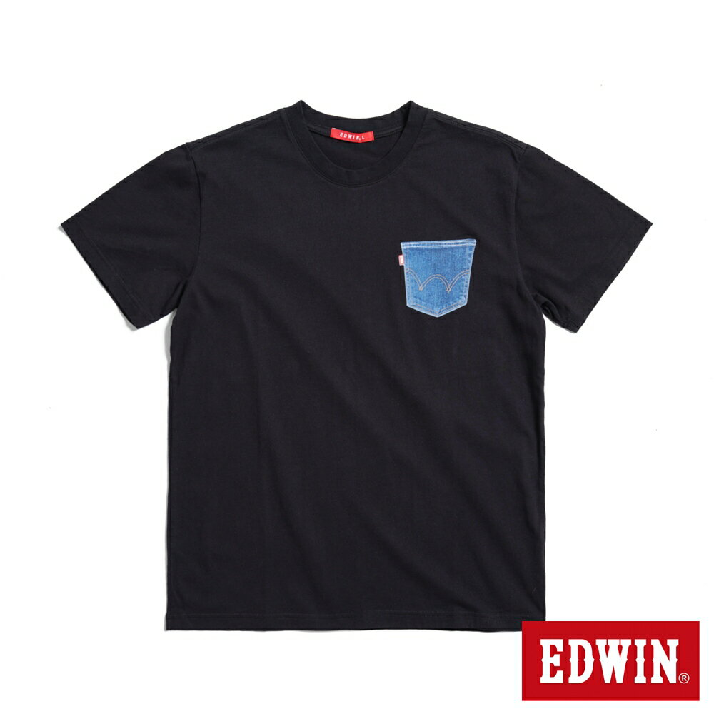 EDWIN 男款 印花貼口袋短袖T恤 (黑色)