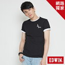 【最愛T恤專區。490均一價↘】EDWIN 條紋W LOGO 短袖T恤-男款 黑色