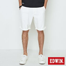 新品↘EDWIN JERSEYS 迦績 基本寬鬆版短褲-男款 白色 SHORTS